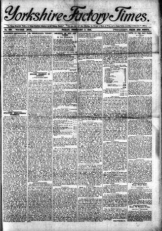 cover page of Yorkshire Factory Times published on February 2, 1906