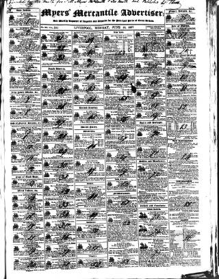 cover page of Liverpool Mercantile Gazette and Myers's Weekly Advertiser published on June 18, 1827