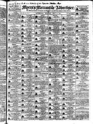 cover page of Liverpool Mercantile Gazette and Myers's Weekly Advertiser published on May 2, 1831