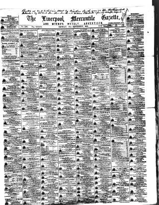 cover page of Liverpool Mercantile Gazette and Myers's Weekly Advertiser published on September 17, 1855