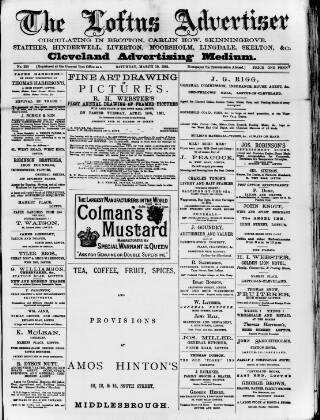 cover page of Loftus Advertiser published on March 19, 1881