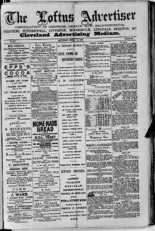 cover page of Loftus Advertiser published on June 18, 1892
