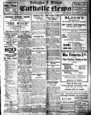 cover page of Nottingham and Midland Catholic News published on May 2, 1925