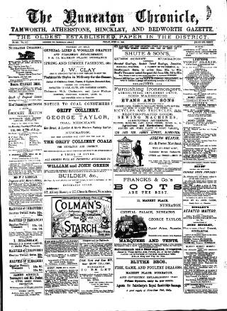 cover page of Nuneaton Chronicle published on June 18, 1880
