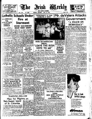 cover page of Irish Weekly and Ulster Examiner published on June 18, 1949