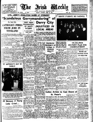 cover page of Irish Weekly and Ulster Examiner published on June 18, 1955