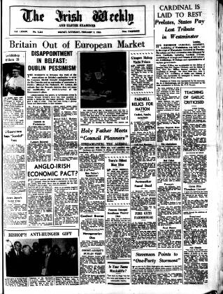 cover page of Irish Weekly and Ulster Examiner published on February 2, 1963