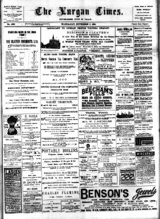 cover page of Lurgan Times published on November 2, 1898