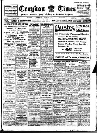 cover page of Croydon Times published on June 18, 1921