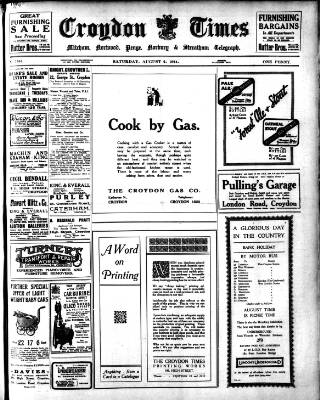 cover page of Croydon Times published on August 2, 1924