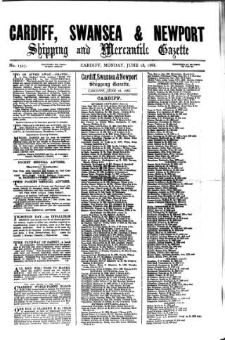 cover page of Cardiff Shipping and Mercantile Gazette published on June 18, 1888