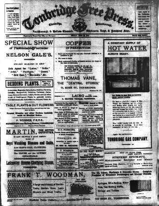 cover page of Tonbridge Free Press published on June 18, 1915