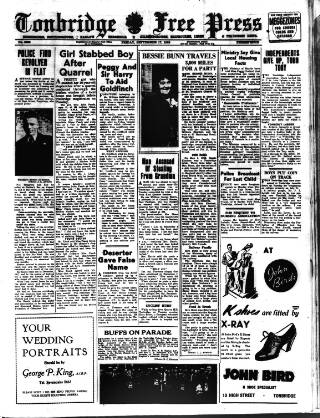 cover page of Tonbridge Free Press published on September 17, 1948