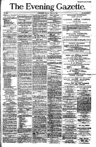 cover page of Evening Gazette (Aberdeen) published on June 18, 1883