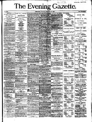 cover page of Evening Gazette (Aberdeen) published on September 17, 1885