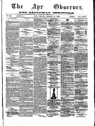 cover page of Ayr Observer published on March 19, 1880