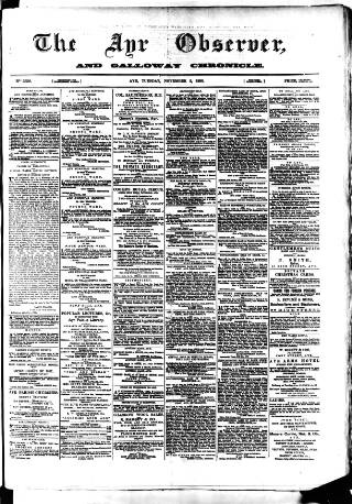 cover page of Ayr Observer published on November 2, 1886