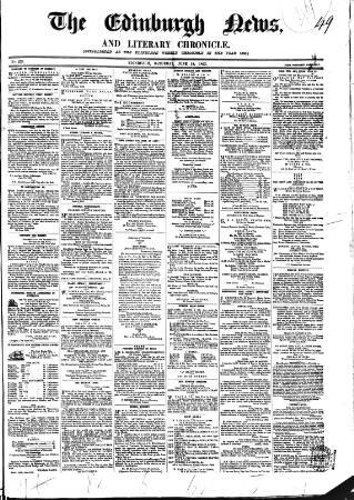 cover page of Edinburgh News and Literary Chronicle published on June 18, 1853
