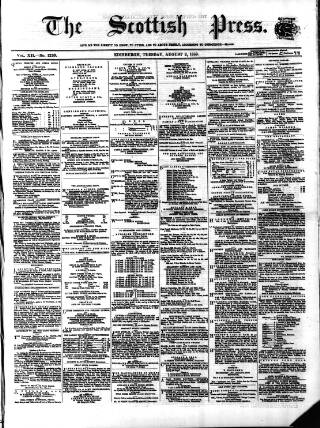 cover page of Scottish Press published on August 2, 1859