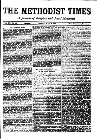 cover page of Methodist Times published on May 2, 1895