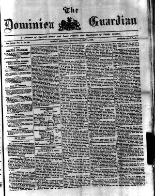cover page of Dominica Guardian published on May 4, 1898