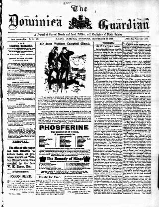 cover page of Dominica Guardian published on September 17, 1904