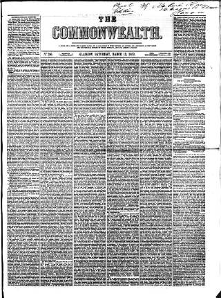 cover page of Commonwealth (Glasgow) published on March 19, 1859