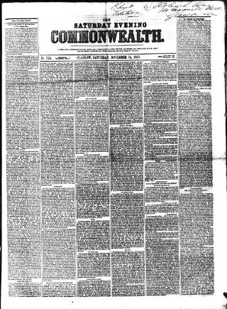cover page of Commonwealth (Glasgow) published on November 24, 1860