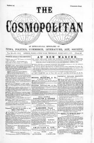 cover page of Cosmopolitan published on February 2, 1871
