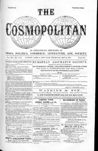 cover page of Cosmopolitan published on May 4, 1871