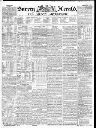 cover page of Surrey Herald and County Advertiser published on May 2, 1827