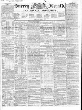 cover page of Surrey Herald and County Advertiser published on June 6, 1827