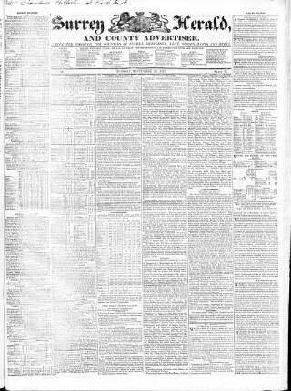 cover page of Surrey Herald and County Advertiser published on September 25, 1827