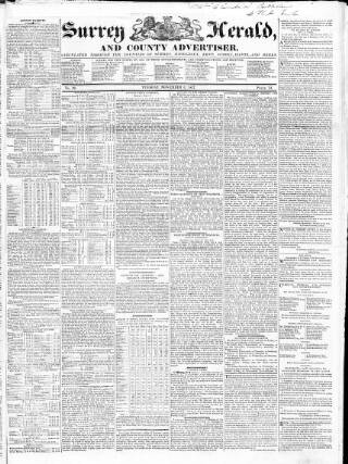 cover page of Surrey Herald and County Advertiser published on November 6, 1827