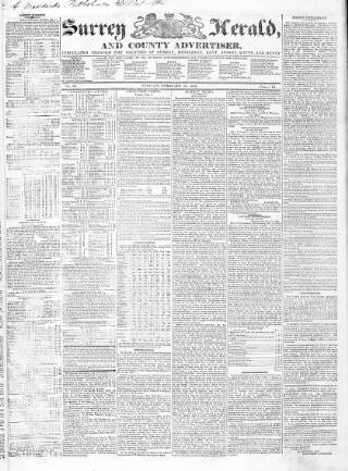 cover page of Surrey Herald and County Advertiser published on February 12, 1828