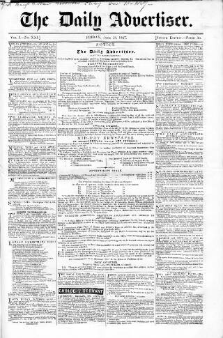 cover page of London and Liverpool Advertiser published on June 18, 1847