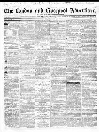 cover page of London and Liverpool Advertiser published on September 11, 1847