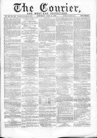cover page of Courier and West-End Advertiser published on June 18, 1870