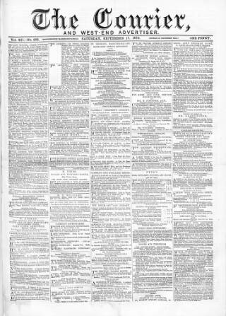cover page of Courier and West-End Advertiser published on September 17, 1870