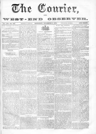 cover page of Courier and West-End Advertiser published on November 2, 1872