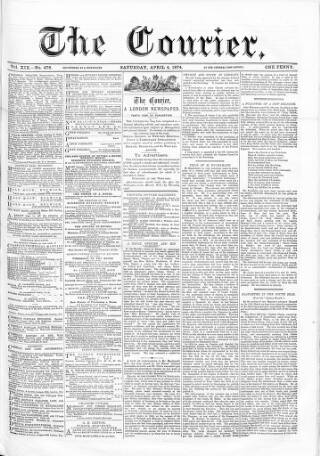 cover page of Courier and West-End Advertiser published on April 4, 1874