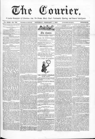 cover page of Courier and West-End Advertiser published on February 7, 1880