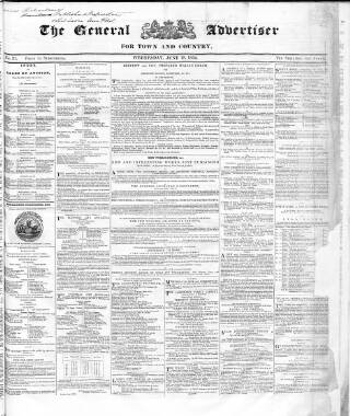 cover page of Town and Country Advertiser published on June 18, 1834
