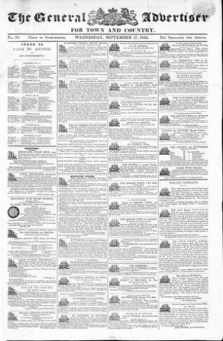 cover page of Town and Country Advertiser published on September 17, 1834