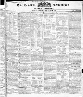 cover page of Town and Country Advertiser published on November 11, 1835