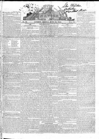 cover page of Nation published on June 18, 1824