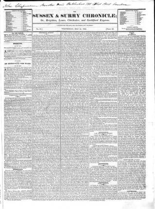 cover page of Sussex & Surrey Chronicle published on May 12, 1824