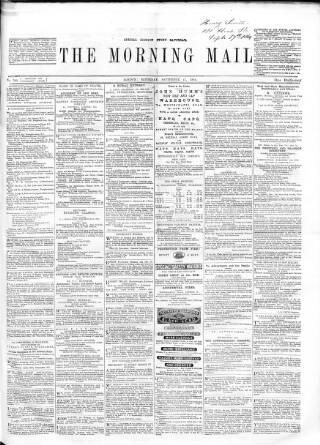 cover page of Morning Mail (London) published on September 17, 1864
