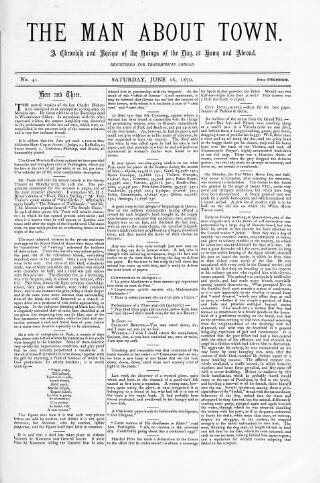 cover page of Man about Town published on June 18, 1870