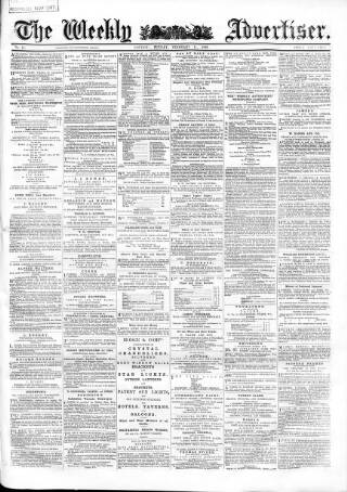 cover page of Weekly Advertiser published on February 11, 1866